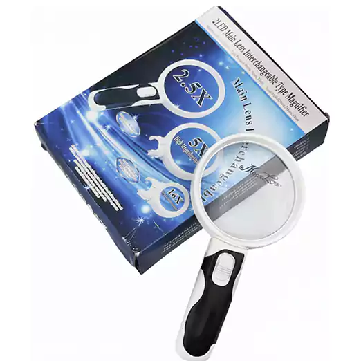 2 LED Main Lens Interchangeable Type Magnifier (2.5X 5X 16X)